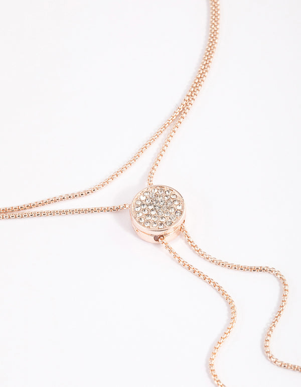 Rose Gold Diamante Adjustable Chain Necklace