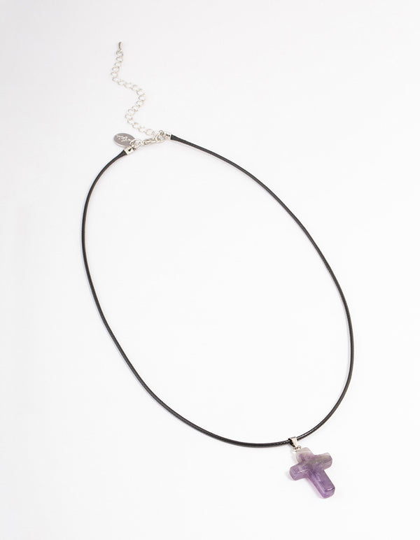 Gold Amethyst Cross Pendant Necklace