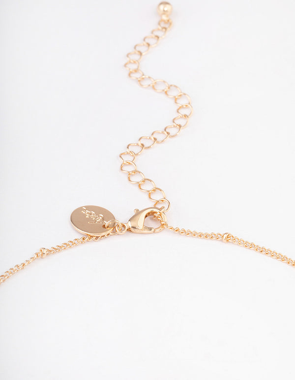 Gold Green Aventurine Eclipse Moon Pendant Necklace