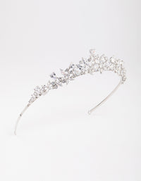 Silver Cubic Zirconia Mixed Marquise Floral Crown - link has visual effect only