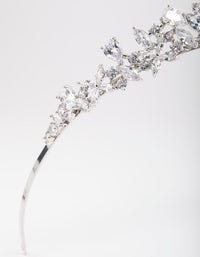 Silver Cubic Zirconia Mixed Marquise Floral Crown - link has visual effect only