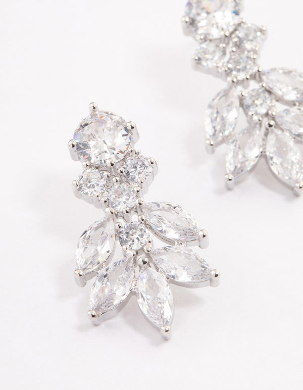 Silver Navette Mini Drop Earrings