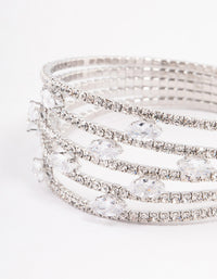 Silver Cubic Zirconia Marquise Cupchain Bangle - link has visual effect only