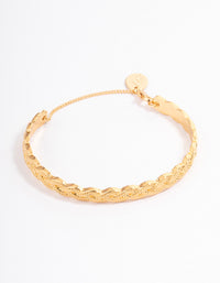 Gold Plated Twisted Weave Wrist Cuff - link has visual effect only