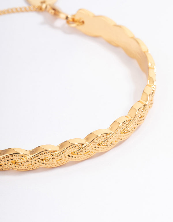 Gold Plated Twisted Weave Wrist Cuff