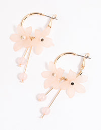 Blush Multi Prong Flower Hoop Earrings - link has visual effect only