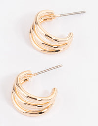 Gold Classic Triple Illusion Huggie Earrings - link has visual effect only
