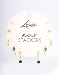 Green Staple Round & Pearl Earrings 5-Pack - link has visual effect only