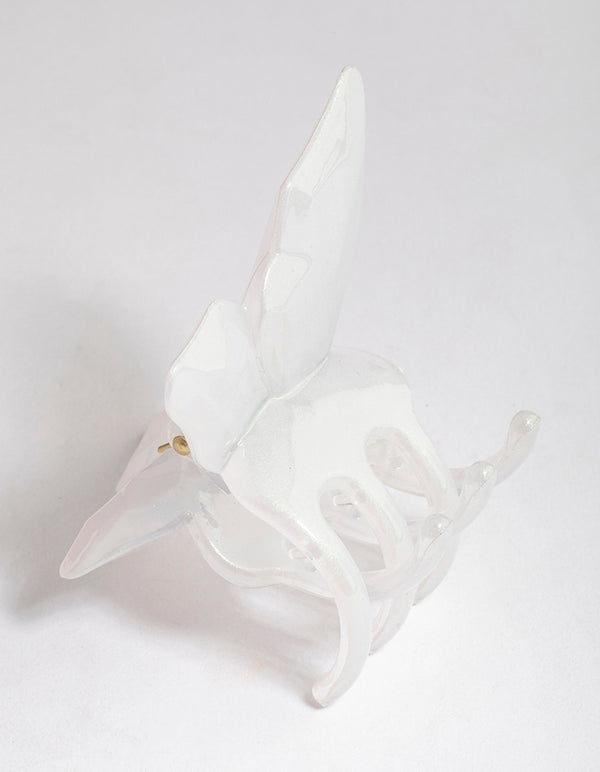 Plastic White Butterfly Claw Clip
