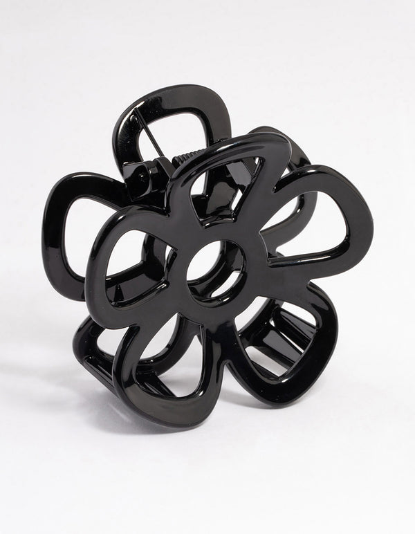Plastic Black Open Flower Claw Clip