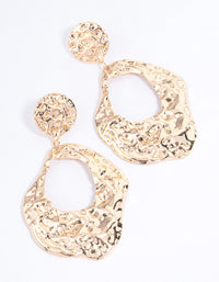 Gold Unique Open Texture Drop Earrings - link has visual effect only