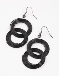 Coated Black Linked Coil Drop Earrings - link has visual effect only