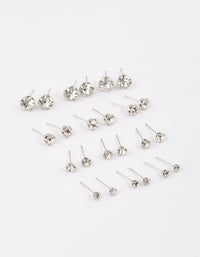 Silver Classic Diamante Graduating Earrings 8-Pack - link has visual effect only