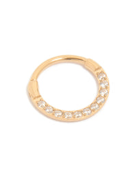 Gold Plated Titanium Cubic Zirconia Clicker Earring 7mm - link has visual effect only
