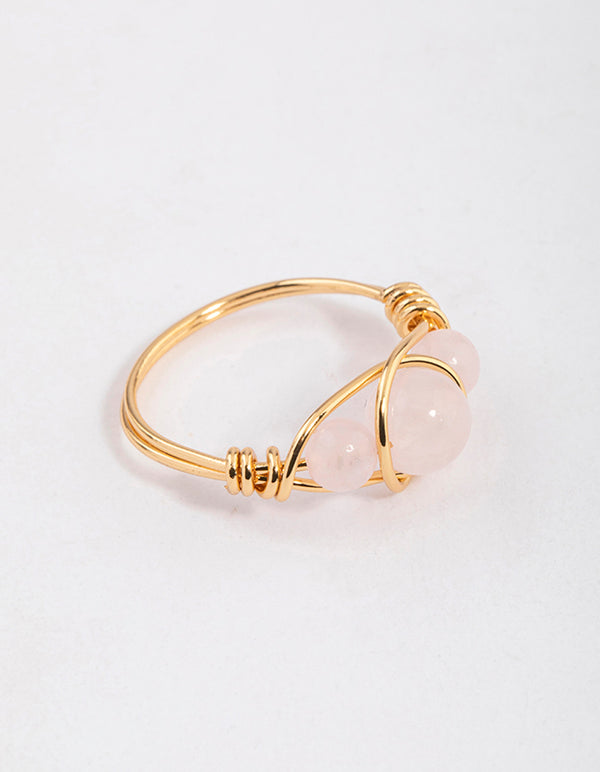 Gold Plated Wrapped Triple Stone Ring