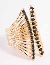 Black Ribbed Cage Ring - link has visual effect only