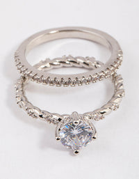 Silver Double Stack Rope Ring Set - link has visual effect only