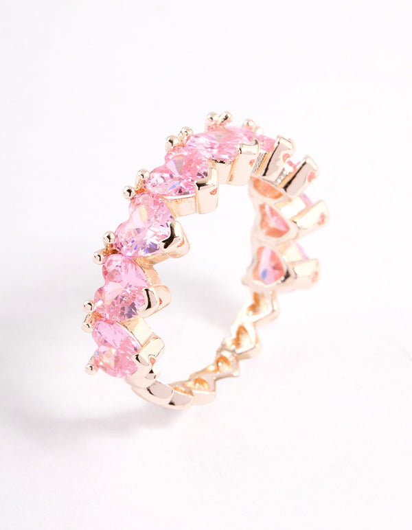 Rose Gold Plated Multi Heart Band Ring