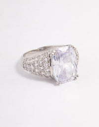 Silver Cubic Zirconia Luxe Rectangle Ring - link has visual effect only
