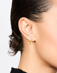 Waterproof Gold Plated Stainless Steel Basic Cubic Zirconia Earrings Pack - link has visual effect only