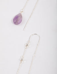Thread Through Chain Earring Silver Amethyst Thread Through Chain Earrings - Lovisa