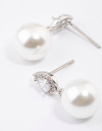 Silver Diamante Pear & Pearl Drop Earrings - link has visual effect only