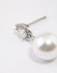 Silver Diamante Pear & Pearl Drop Earrings - link has visual effect only