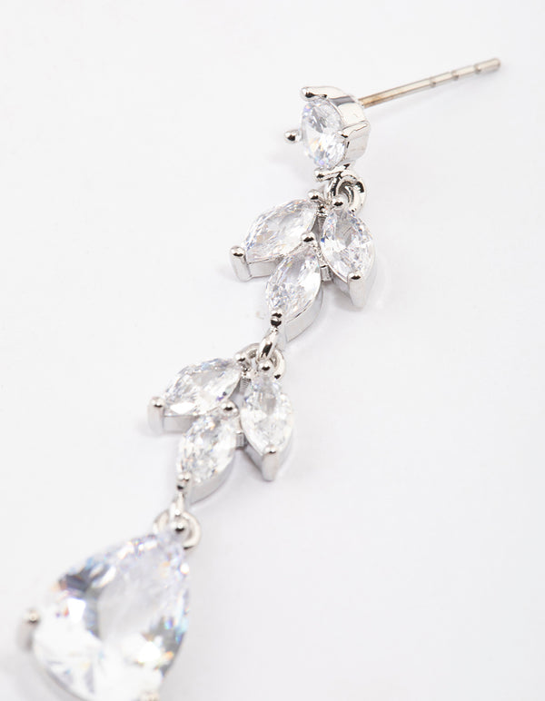 Silver Double Vine Teardrop Earrings