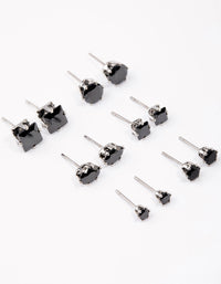 Multiple Stud Earing Silver Black Multi Stud Earrings Set 6-Pack - Lovisa