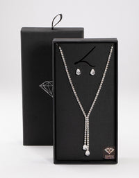 Silver Cup Chain Y-Neck Jewellery Set - link has visual effect only