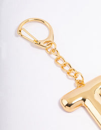 Gold Plated Letter 'T' Initial Key Ring - link has visual effect only