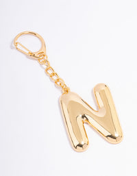 Gold Plated Letter 'N' Initial Key Ring - link has visual effect only