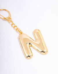 Gold Plated Letter 'N' Initial Key Ring - link has visual effect only