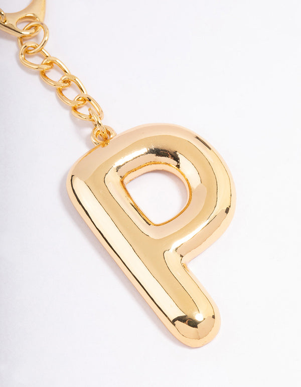 Gold Plated Letter 'P' Initial Key Ring