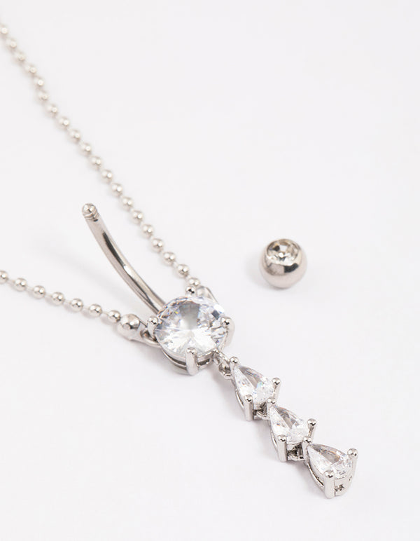 Surgical Steel Pear Drop Belly Ring Chain