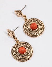 Orange Etched Stone Drop Earrings - link has visual effect only