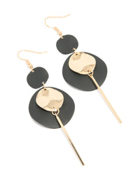 Black Coated Disc Stick Drop Earrings - link has visual effect only