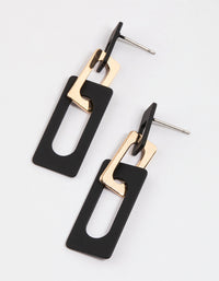 Black Coated Double Rectangle Drop Earrings - link has visual effect only
