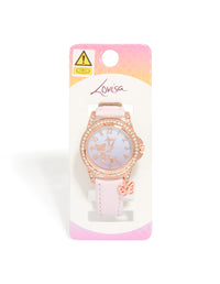 Kids Lilac & Rose Gold Coloured Faux Leather Watch - link has visual effect only