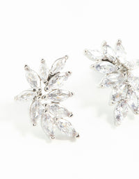 Silver Cubic Zirconia Navette Mini Stud Earrings - link has visual effect only