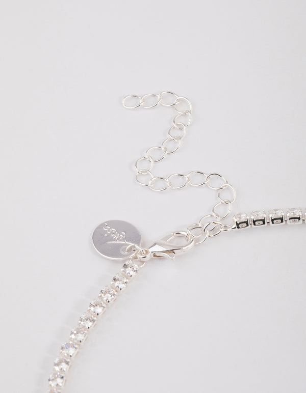 Silver Cubic Zirconia Silver Y-Neck Jewellery Set