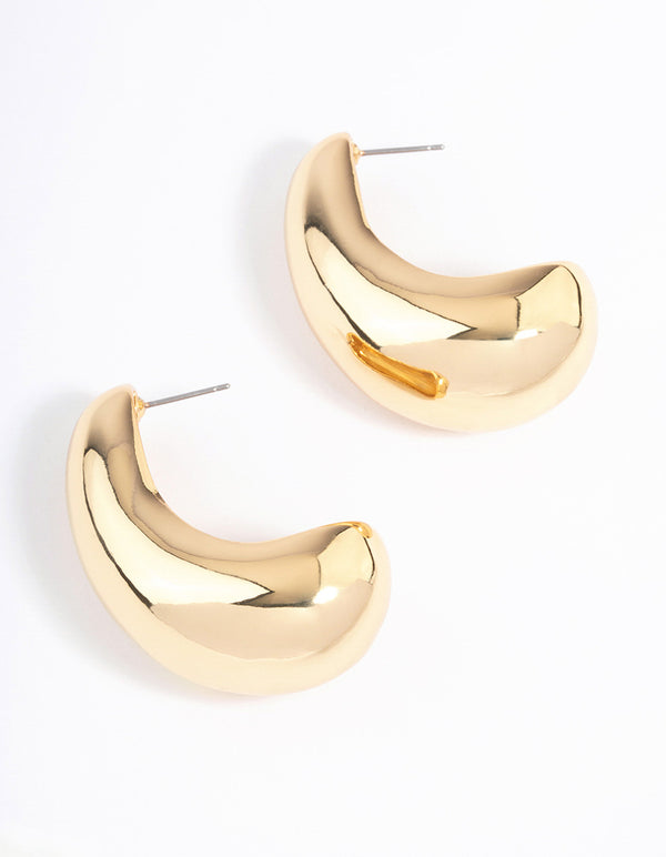 Gold Plated Bold Wide Hoop Earrings