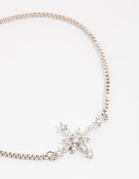 Silver Cubic Zirconia Decorated Cross Toggle Bracelet - link has visual effect only