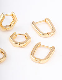Gold Plated Brass Hexagon Hoop Earrings Pack - link has visual effect only