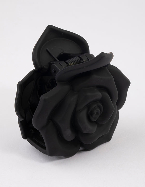 Plastic Romantic Black Rose Claw Clip