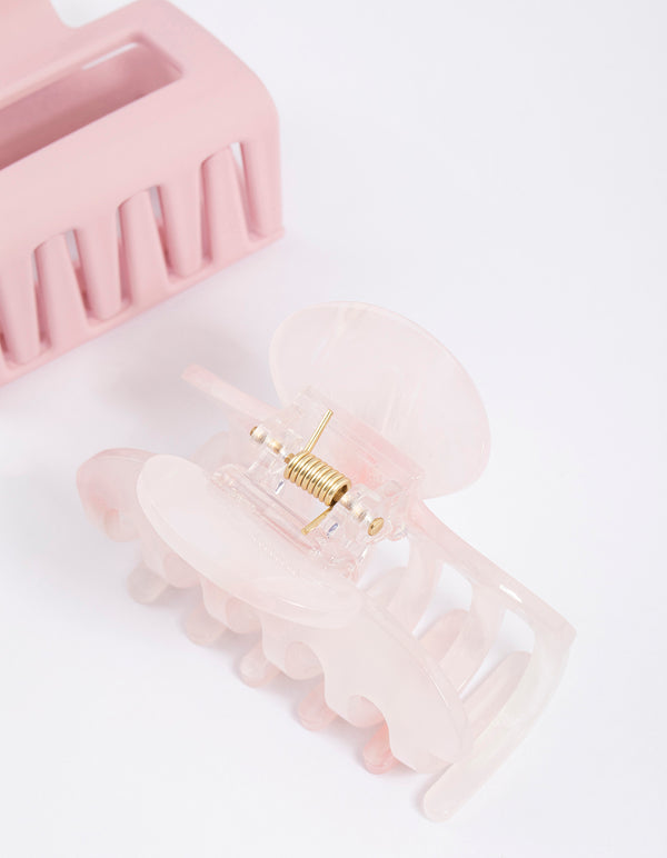 Pink Square Curved Hair Claw Pack