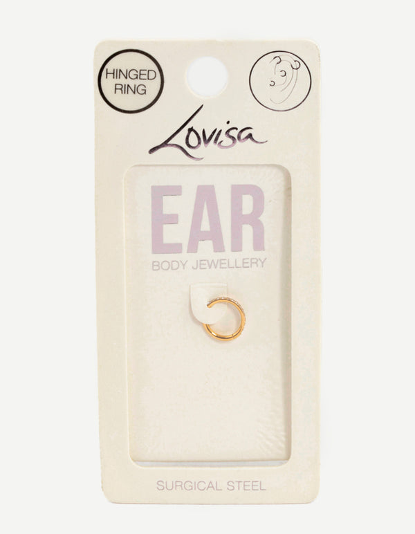 Gold Plated Surgical Steel Fine Pave Band Clicker Ring