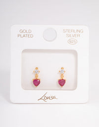 Gold Plated Sterling Silver Cubic Zirconia Claw Heart Drop Earrings - link has visual effect only