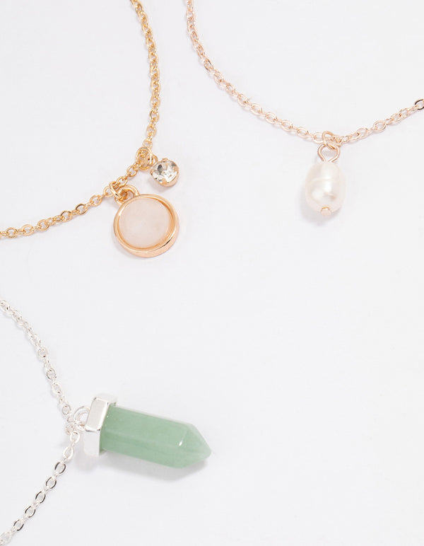 Mixed Semi-Precious Stone & Freshwater Pearl Bracelet Pack