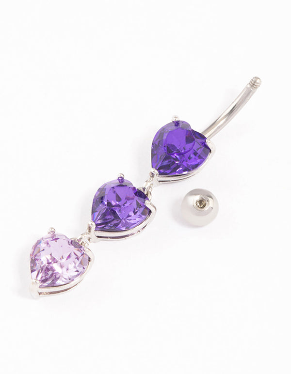 Surgical Steel Graduating Heart Ombre Belly Ring